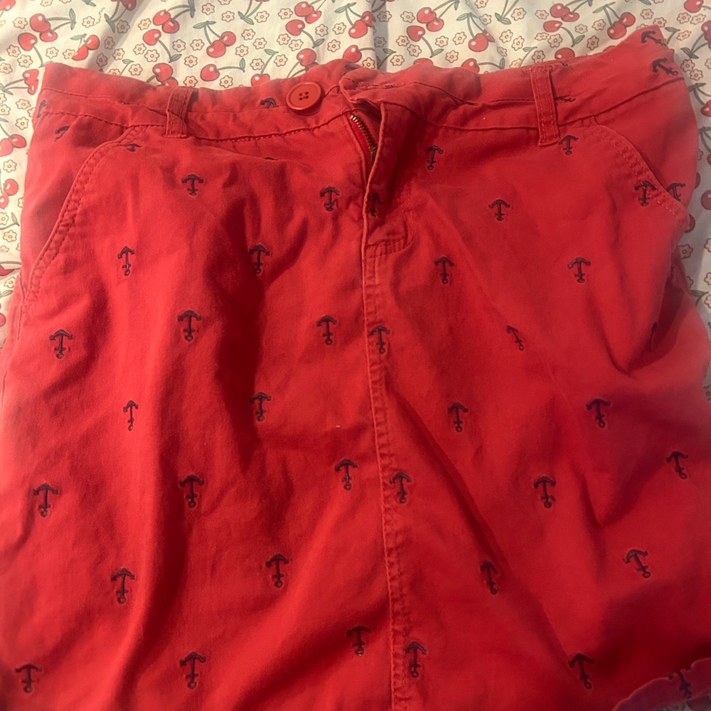 Orange Skirt with Anchor Pattern
